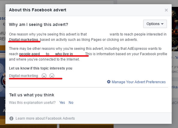 FB ads targets