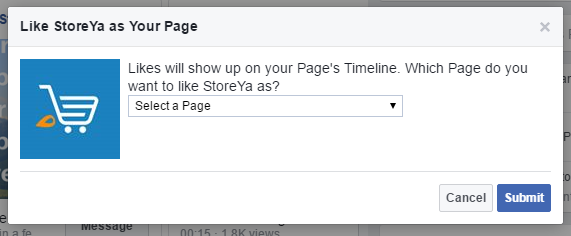 how to like a page on Facebook as your own page