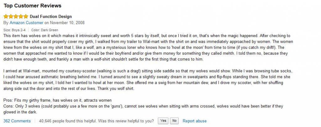 example of good product reviews on Amazon