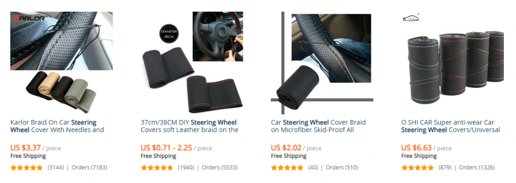 Popular steering wheel covers on Aliexpress