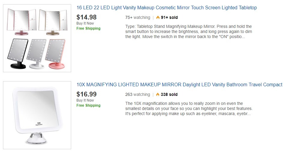 top led hand mirrors on ebay