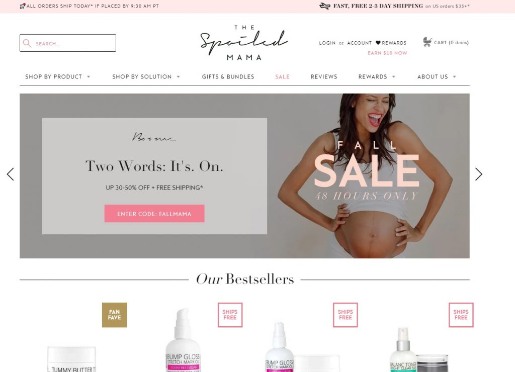 the spoiled mama shopify store example