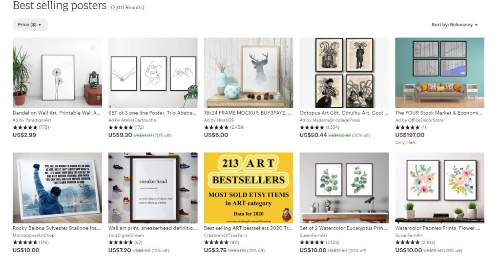 best selling posters etsy