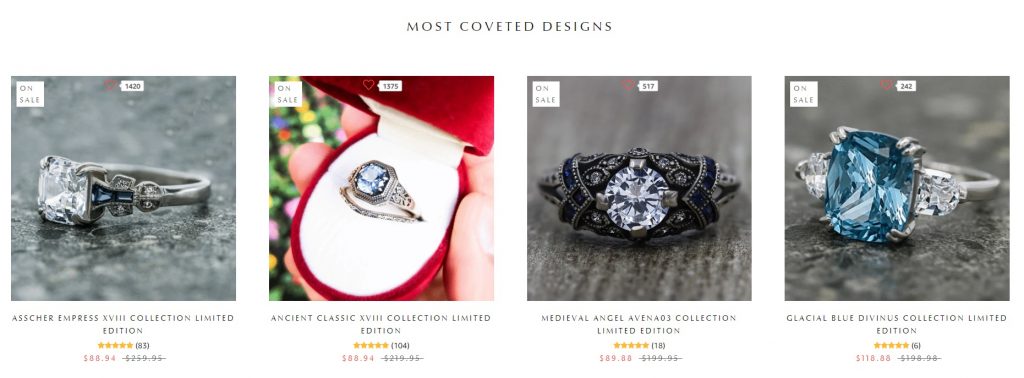 avena birthstone eCommerce home page images