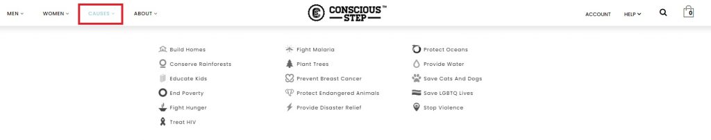 conscious step home menu page example