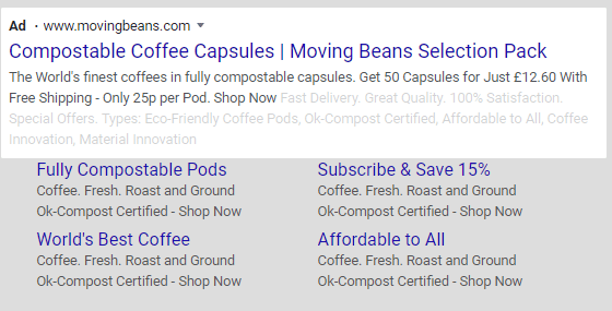 google search ad example ecommerce